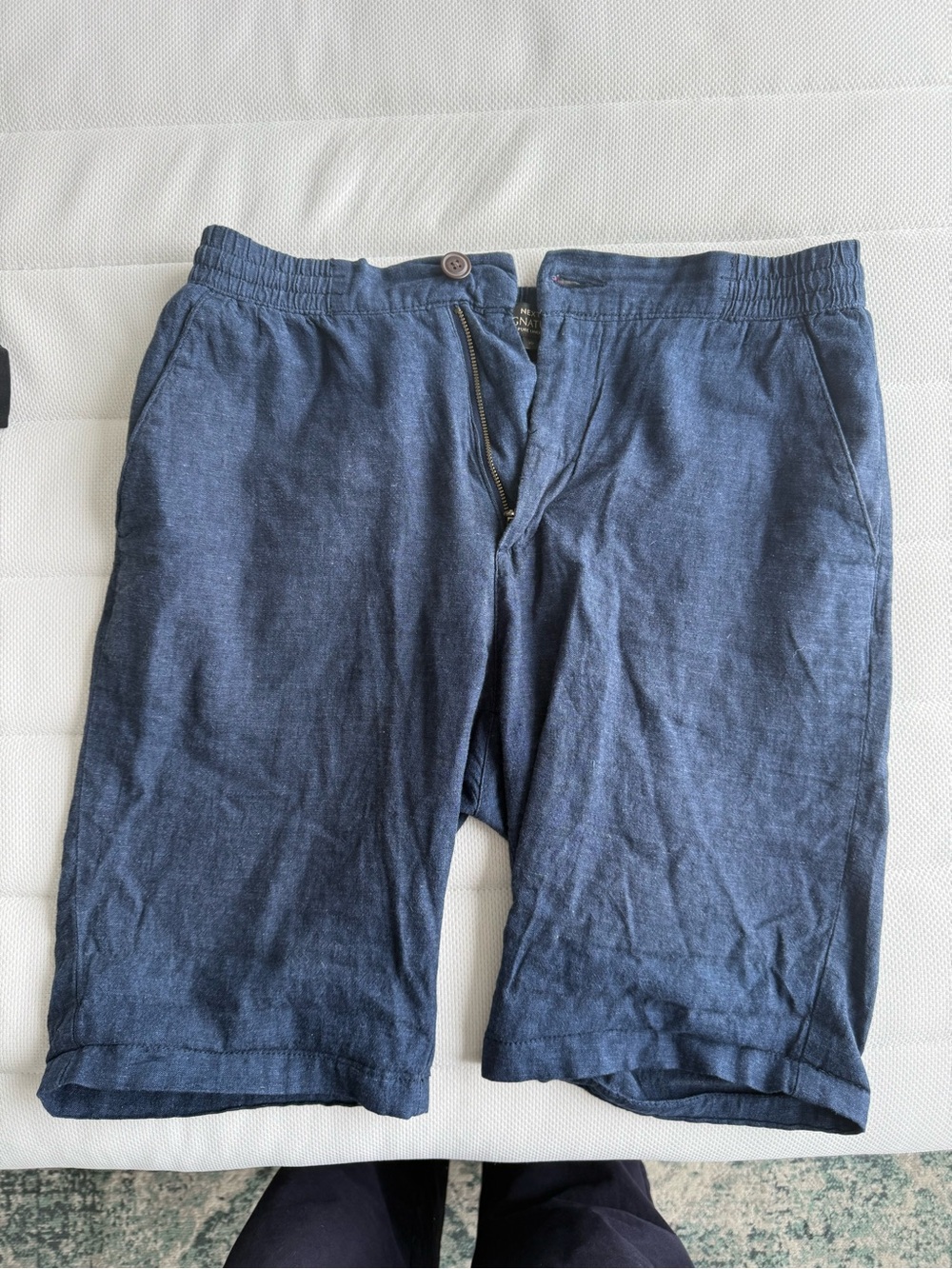 Men's Linen Navy Blue Shorts
